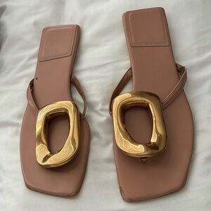 Jeffery Campbell Elegant  Gold Accent Women's Sandals Sz. 9.5